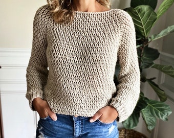 CROCHET PATTERN, The Bowen Top Down Sweater, Women's Crochet Sweater Pattern, Crochet Pattern, Crochet, Pattern, Sweater