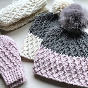 CROCHET PATTERN BUNDLE, Stevie Hat and Mitten Crochet Patterns, Two Patterns, Crochet Pattern Set, Stevie Beanie and Mitten Patterns image 2