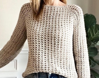 CROCHET PATTERN, The Brogan Top Down Sweater, Women's Crochet Sweater Pattern, Crochet Pattern, Crochet, Pattern, Sweater