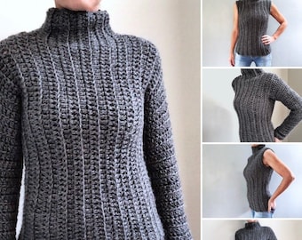 CROCHET PATTERN, The Cozy Up Sweater, Crochet Sweater Pattern, Crochet Pattern, Crochet Sweater Pattern, Crochet Turtleneck Pattern, Pattern