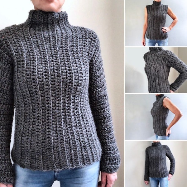 CROCHET PATTERN, The Cozy Up Sweater, Crochet Sweater Pattern, Crochet Pattern, Crochet Sweater Pattern, Crochet Turtleneck Pattern, Pattern