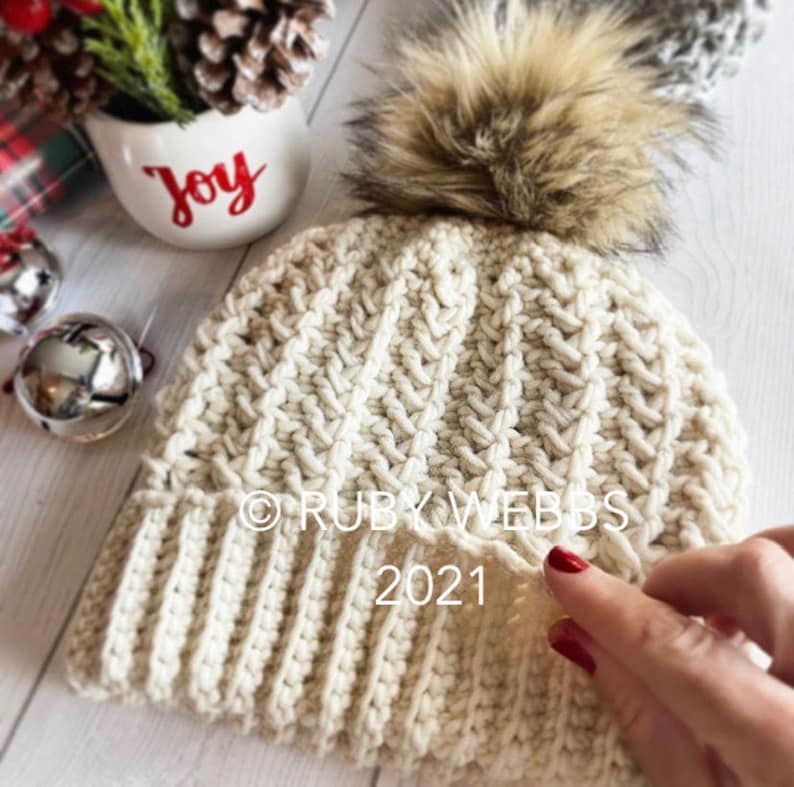 CROCHET PATTERN, The Emery Cluster Stitch Beanie Pattern, Double Brim Beanie, Brimless Beanie, Crochet Hat Pattern, Crochet Pattern image 3