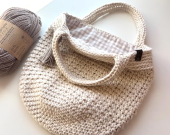 Crochet Bag Pattern: Everlyn Tote with Liner (PDF Videos)