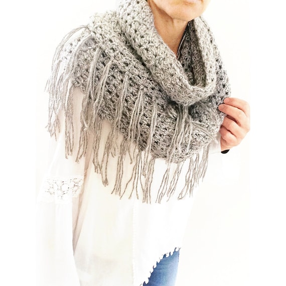 Crochet Infinity Scarf With Fringe Pattern