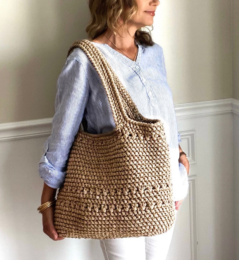 CROCHET PATTERN with YouTube tutorial, The Weekender Crochet Bag Pattern, Crochet Bag Pattern, Beach Bag Pattern, Crochet, imagen 4