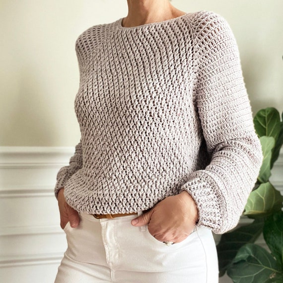 Ellery Top-Down Crochet Sweater Pattern, Women's Size XS-XL (PDF Pattern)