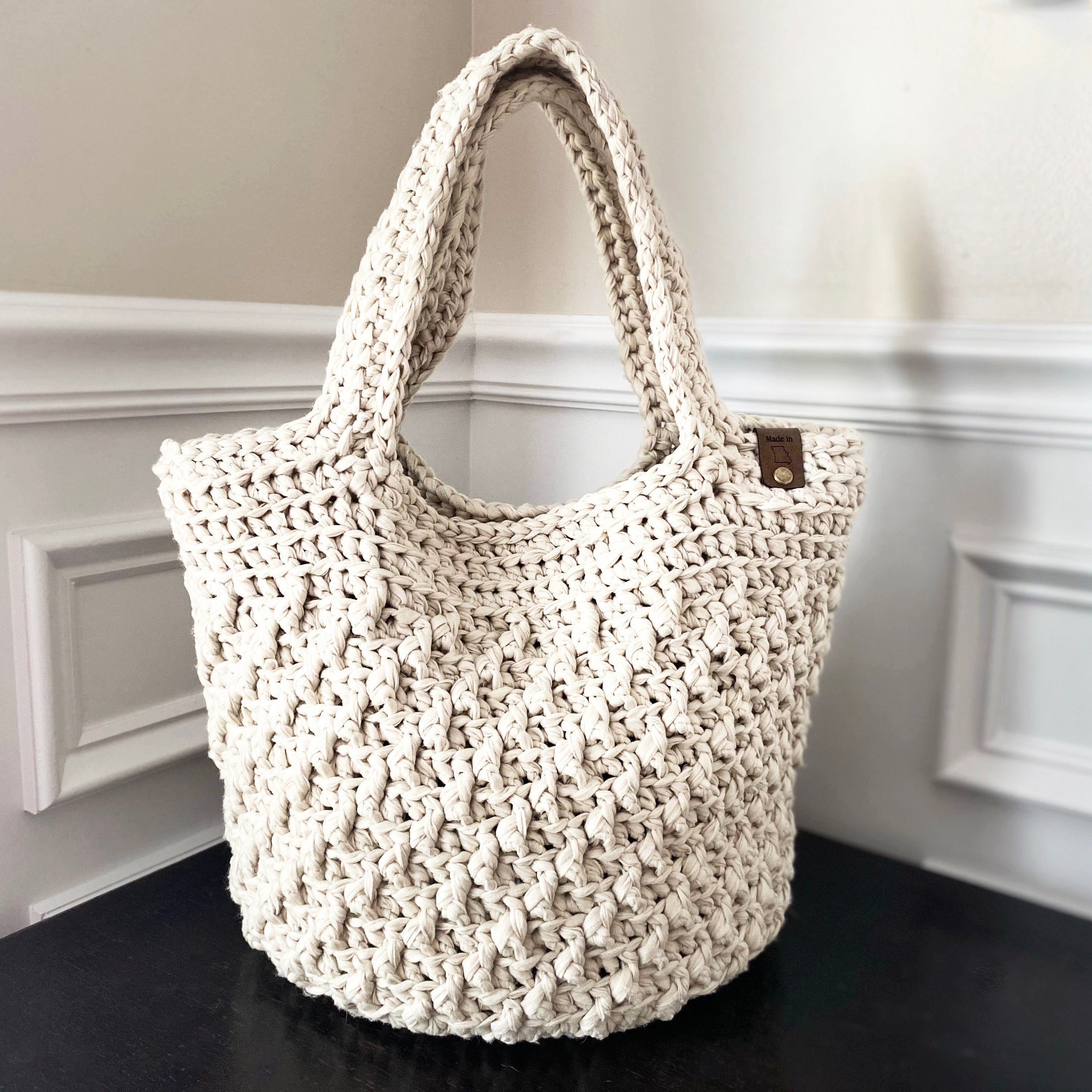 BUY MORE YARN Cotton Tote Bag with Snap Closure