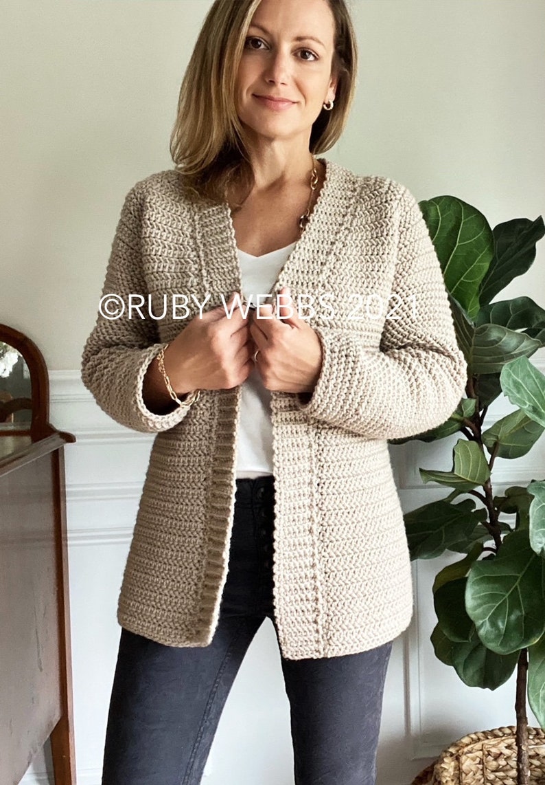 CROCHET PATTERN, The Callen Top Down Cardigan, Crochet Cardigan Pattern, Sweater Pattern image 3