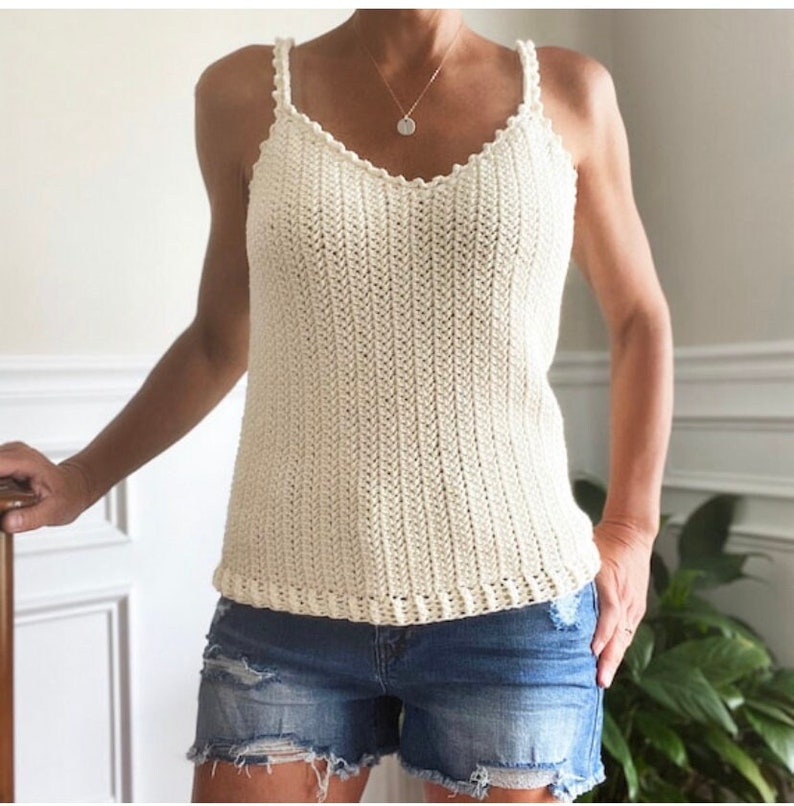 CROCHET PATTERN, The Juliette Top, Crochet top pattern, Easy crochet pattern, Summer top pattern, Crochet tank pattern, camisole pattern image 1