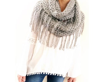 Crochet Patterns Rustic Slouch / Slouchy & Fringe Infinity Scarf rustic ...
