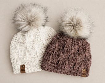 Basketweave Beanie Crochet Pattern with Video (PDF Download)