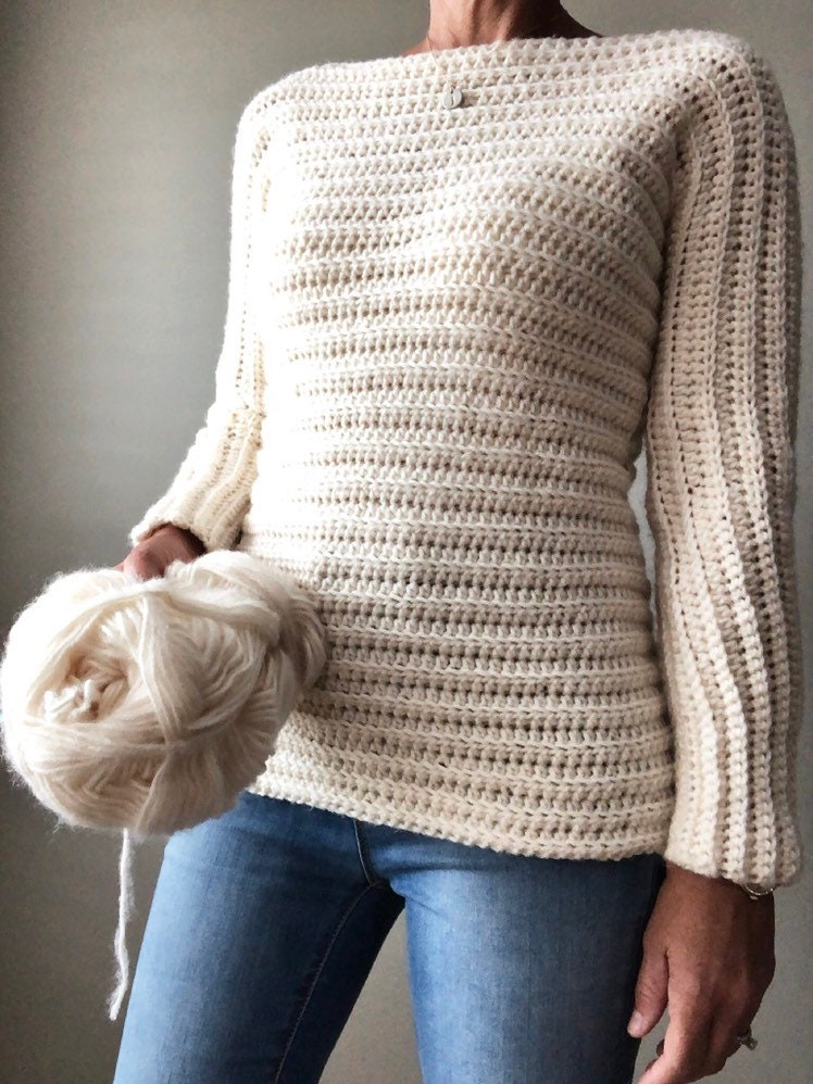 CROCHET PATTERN The Breelyn Boatneck Sweater Sweater | Etsy