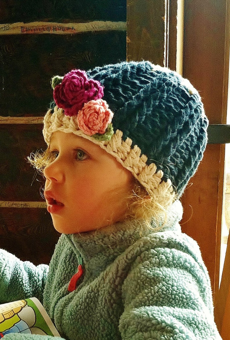 Crochet Hat Pattern, The Ruby Rose Hat, Girls Crochet Pattern, Hat Pattern, Hat Pattern, Hat Pattern, Crochet hat Pattern, Crochet Pattern image 3