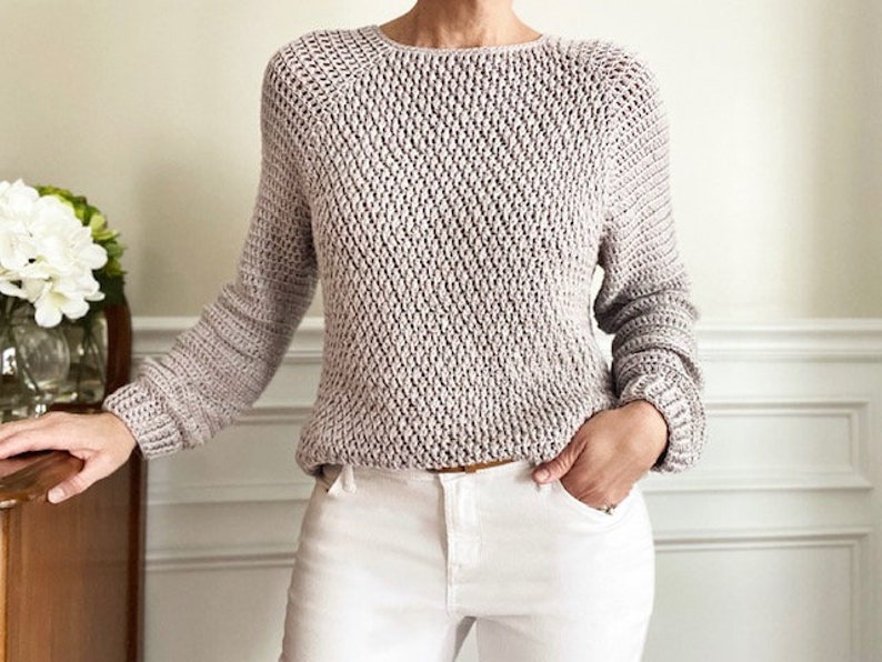 CROCHET PATTERN, The Ellery Top Down Sweater, Women's Crochet Sweater Pattern, Crochet Pattern, Crochet, Pattern, Sweater image 4