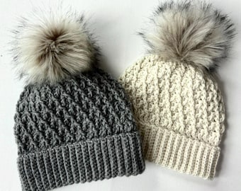 CROCHET PATTERN With Video, The Grayson Crochet Beanie in Four Sizes, Double-Brimmed Beanie, Crochet, Crochet Hat Pattern, Crochet