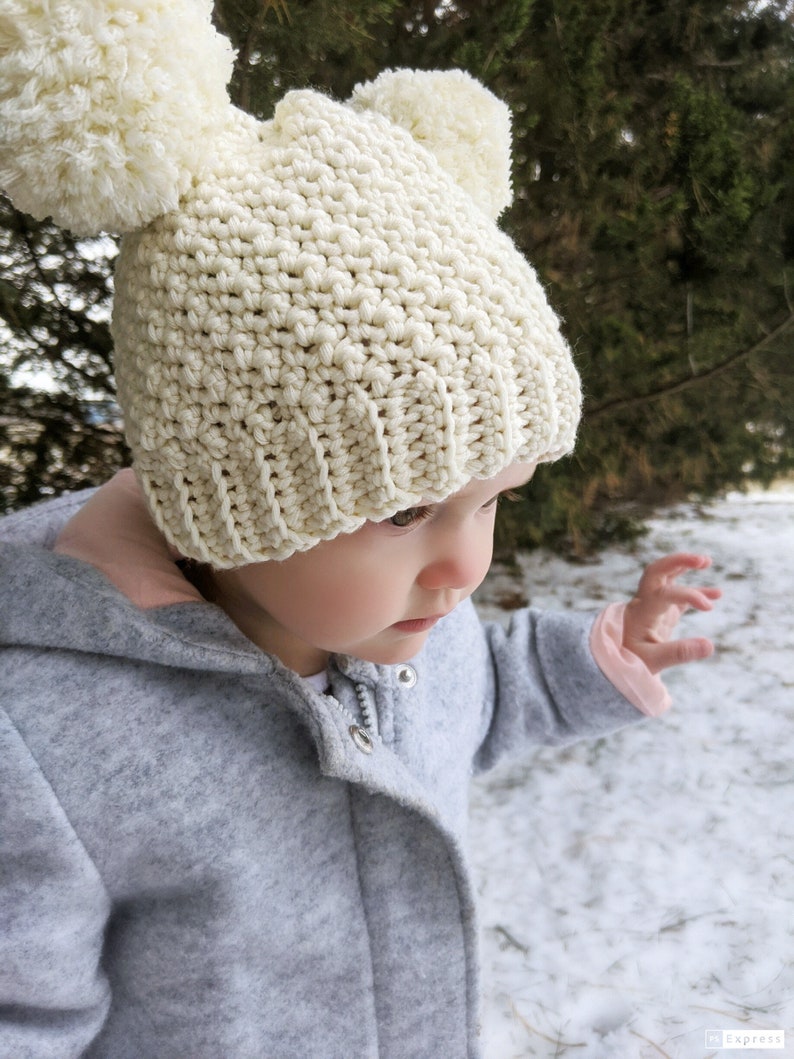 CROCHET PATTERN, Simple Seed Stitch Beanie, Crochet Baby and Toddler Hat Pattern, Easy Crochet Pattern image 8