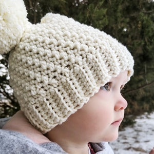 CROCHET PATTERN, Simple Seed Stitch Beanie, Crochet Baby and Toddler Hat Pattern, Easy Crochet Pattern image 5