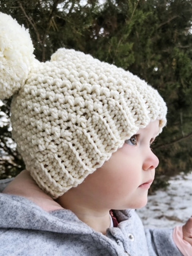 CROCHET PATTERN, Simple Seed Stitch Beanie, Crochet Baby and Toddler Hat Pattern, Easy Crochet Pattern image 5