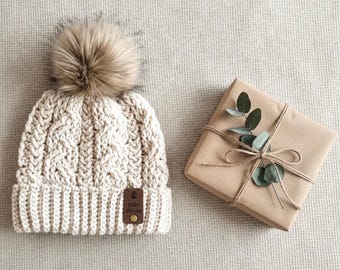 Cabled Beanie Crochet Pattern, Double Brim Winter Hat (PDF Pattern + Video Tutorial)