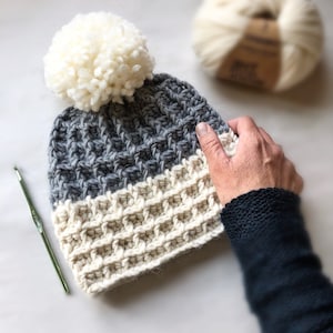 CROCHET PATTERN, Chunky Waffle Stitch Beanie Pattern, Crochet Hat Pattern, Crochet, Craft Supply, DIY Hat Pattern, Hat Pattern