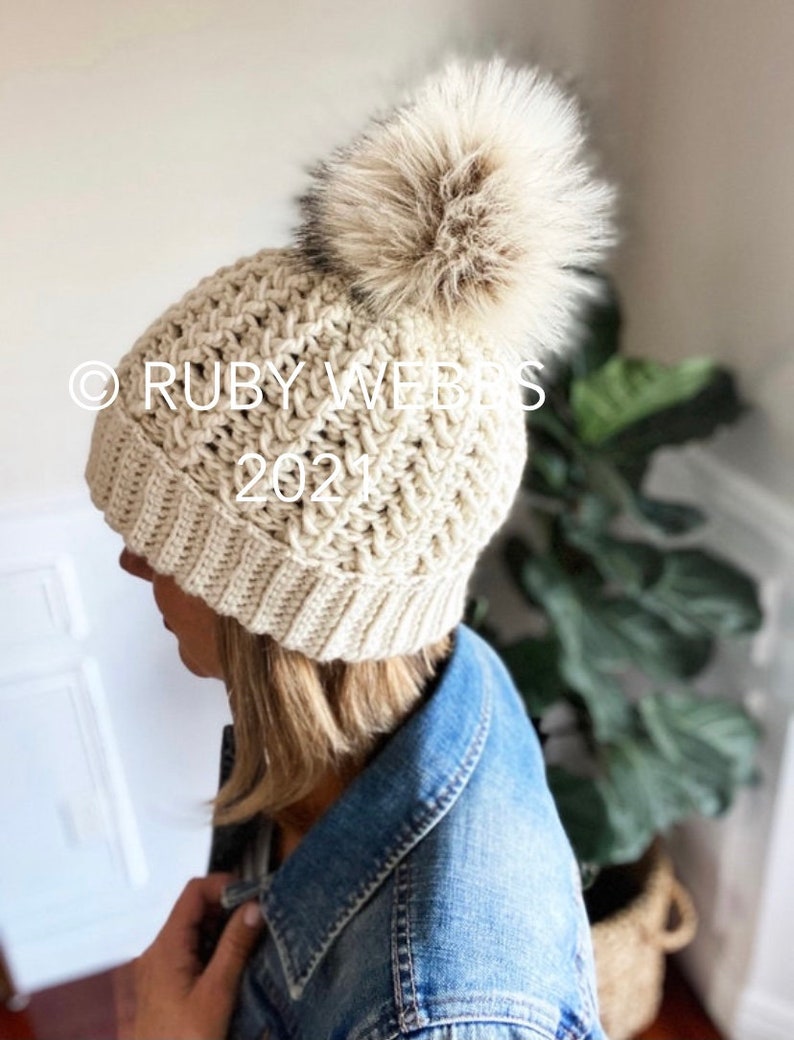 CROCHET PATTERN, The Emery Cluster Stitch Beanie Pattern, Double Brim Beanie, Brimless Beanie, Crochet Hat Pattern, Crochet Pattern image 4