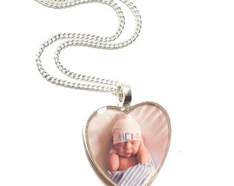 Heart Photo Necklace. Create Your Own. Personalized Photo Jewelry. Photo Pendant. Custom Picture Necklace. Pet Necklace. Baby Necklace. Kids