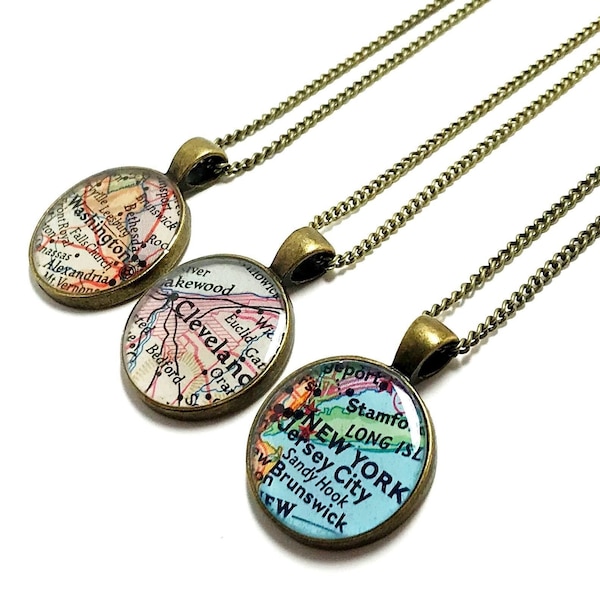 Map Necklace. You Select Location. Anywhere In The World. One Necklace. Resin Pendant. Map Jewelry. Wanderlust World Necklace. Vintage Map.