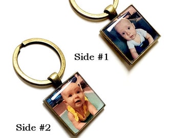 Double Sided Photo Keychain. Design Your Own Personalized Keychain. Choose Photos, Names, Dates, or Quotes. Two Sided Photo Keychain.