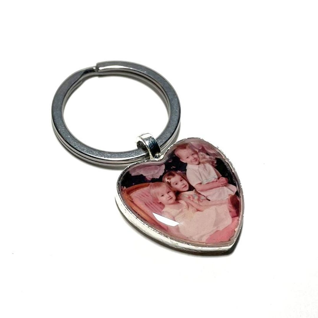 Personalized Photo Heart Keychain: Custom Brass or Silver Keyring, Send ...