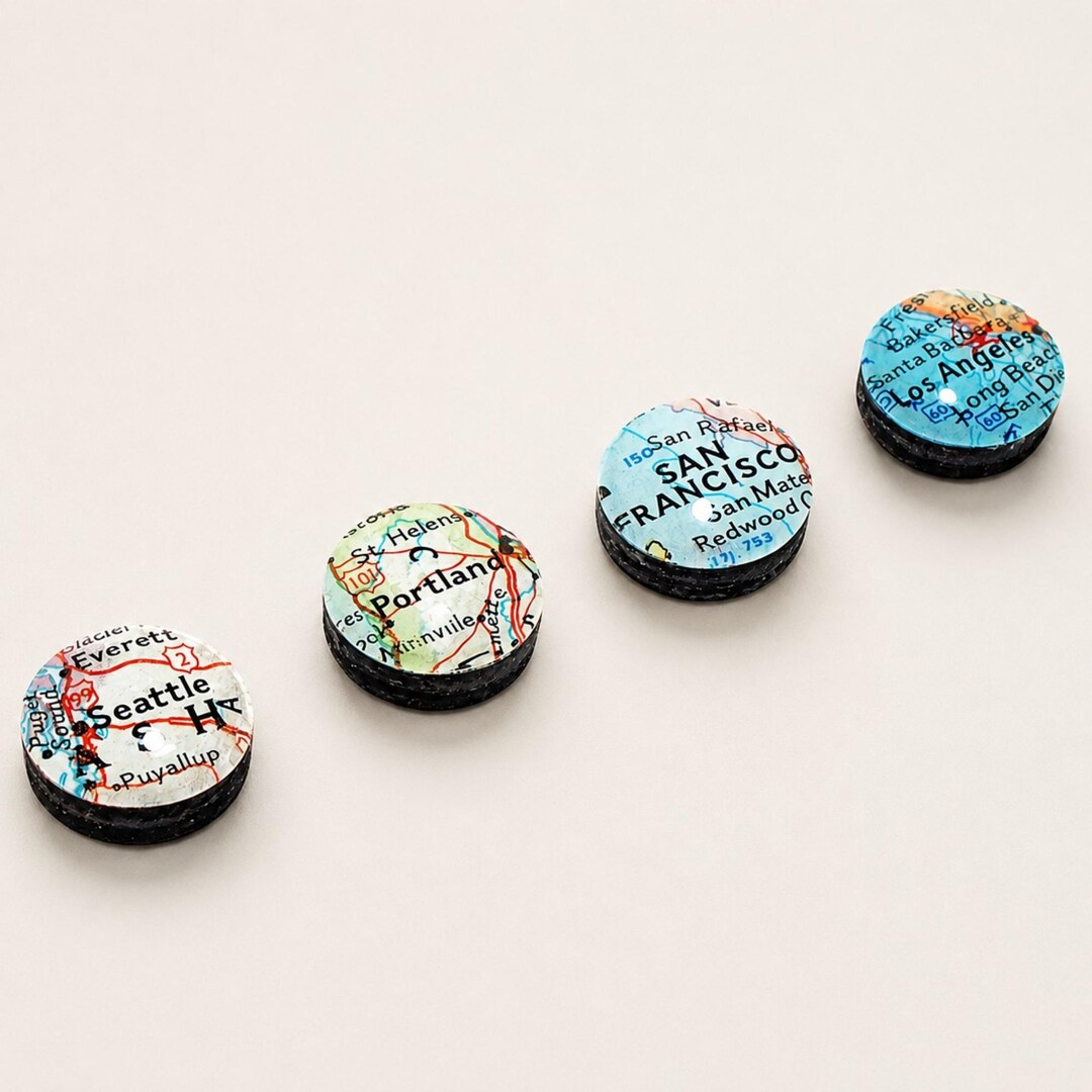 Vintage Map Magnets; Customize With Choice of City, State, or Country ...