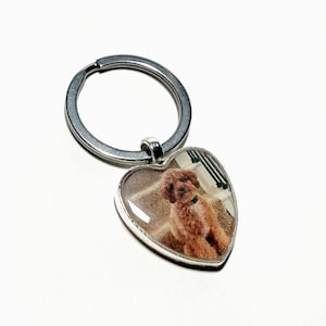 Pet Photo Heart Keychain, Send Photo Via Etsy Message, Personalized Gift For Pet Lovers, Dog Mom, Cat Dad, Handmade Photography Keychain