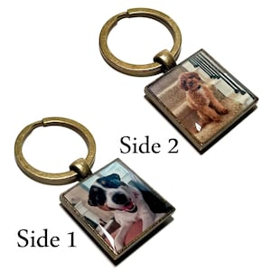 Hundemutter Schlüsselbund Doppelseitig, personalisierter Haustier-Foto-Schlüsselring Zweiseitig, Senden Sie Fotos über Etsy-Nachricht, Geburtstagsgeschenk-Haustierliebhaber-Erinnerung