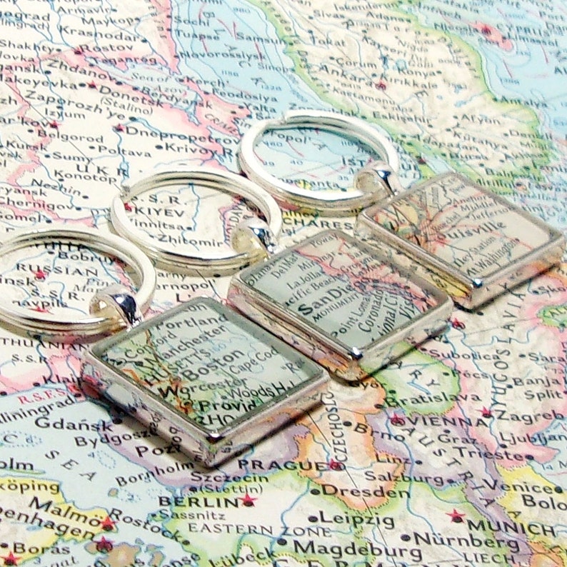 Map Keychain. You Select Location. Anywhere in the World. One Etsy