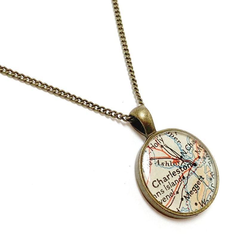 Charleston Map Necklace. Charleston Necklace. Made With A Real Etsy