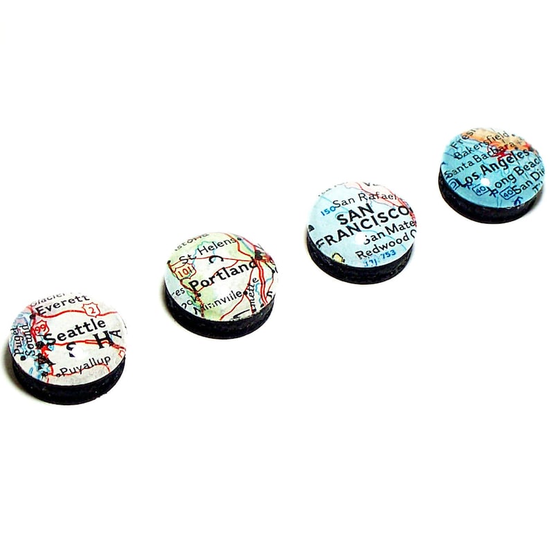 Vintage Map Magnets: Custom City & State Glass Magnets, Set of 4 - Etsy