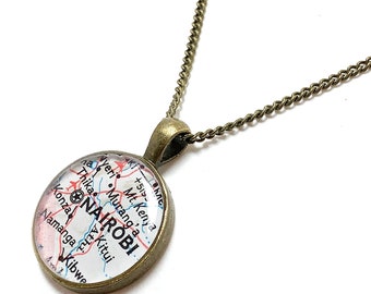 Map Necklace. Zambia Necklace. Made 