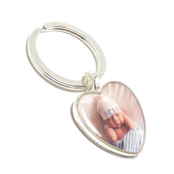 CUSTOM Photo Heart Keychain. Create Your Own. Personalized Photo Image Keyring. Photography Gifts. Photo Car Keychain. New Baby Gift