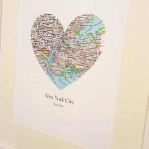 Two Map Heart Art Print. Print Only. NO Frame. You Pick Two Cities And Personalized Text. Split Heart Print Couples Engagement Gift image 5