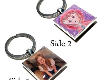 Porte-clés personnalisé pour enfants : porte-clés photo recto-verso pour enfants