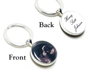 Baby Sonogram Keychain. Baby Ultrasound Keychain. Double Sided With Photo On Front And Name, Date, Or Quote On Back. Gift For Mom or Dad.