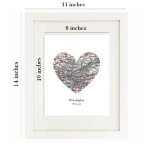 Two Map Heart Art Print. Print Only. NO Frame. You Pick Two Cities And Personalized Text. Split Heart Print Couples Engagement Gift image 3