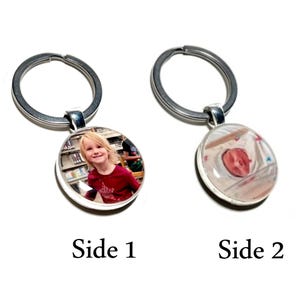 Personalized Photo Keychain: Double Sided Custom Keyring, Gift for Mom