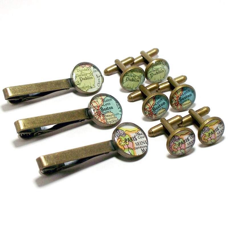 personalised tie clip and cufflink set