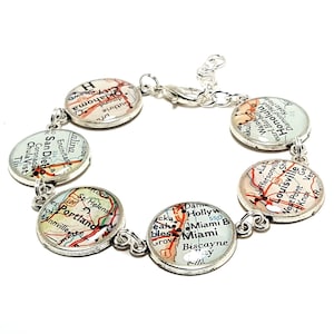 Map Bracelet. You Select Six Locations Worldwide. Personalized World Travel Map Jewelry. Gifts For Her. Gifts For Women. Birthday. image 2