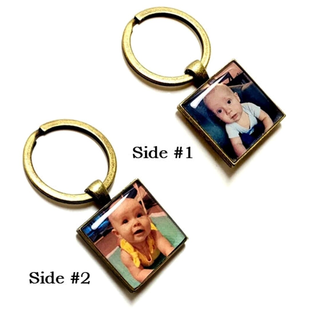 Square Photo Keychains Personalized Square Photo Keychain: Double Sided Family Memory Gift - Etsy