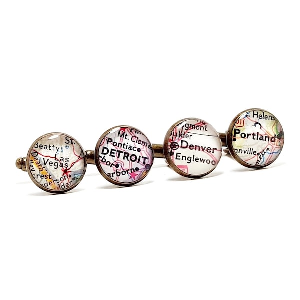 CUSTOM Vintage Map Cufflinks. You Pick Two Cities Worldwide. Travel Cufflinks. Map Cufflinks. Mens Cufflinks. Couples Cufflinks. Gifts.