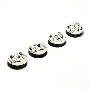 Music Note Magnets. Made With Vintage Sheet Music. Set of Four. Super Strong. Glass Magnets. Refrigerator Magnets. Music Magnets. image 1