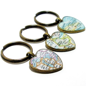 Personalized Heart Map Keychain: Choose City, State, Country Worldwide, College Keepsake
