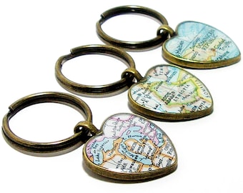 Personalized Heart Map Keychain: Choose City, State, Country Worldwide, College Keepsake