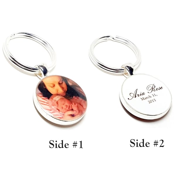 Personalized Double Sided Photo Keychain: Custom Photograph Keyring, Send Photos Via Message